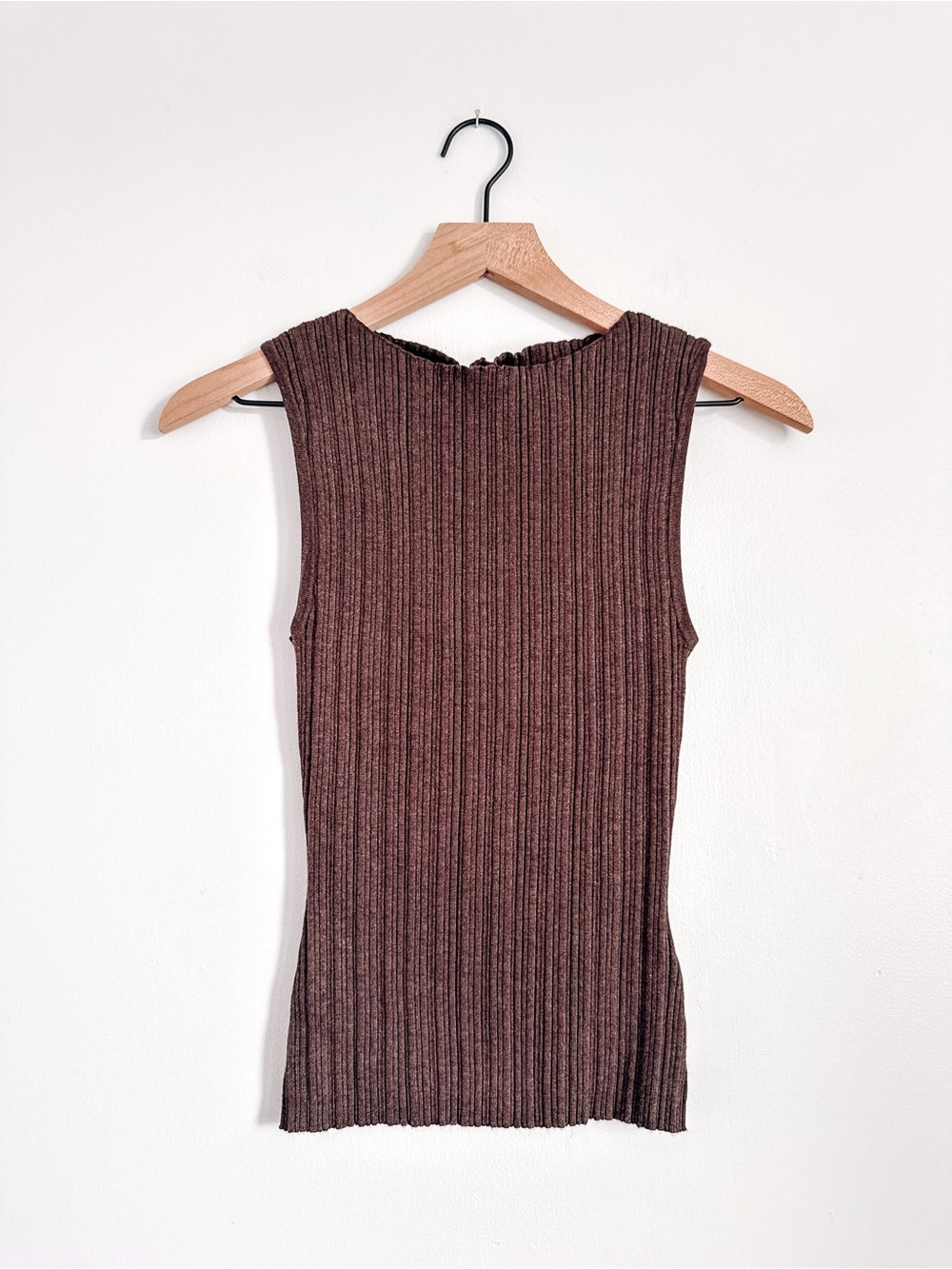 Quince Mocha Heather Ribbed Cotton Cashmere Tank Top Size S